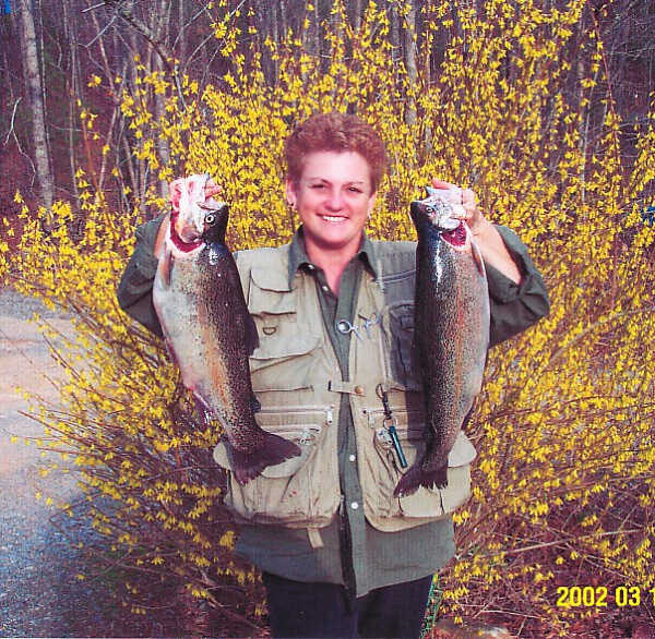 Linda Clement with 2 big trout